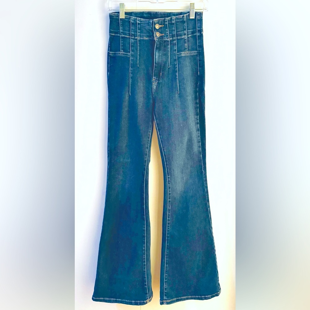 Free People Dark Denim Wash Jayde Flare Jeans Size 27